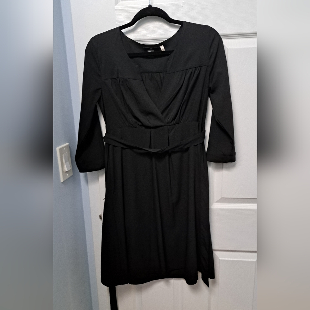 H&M Black Sheath Dress with Cowl Neck and 3/4 Sleeves